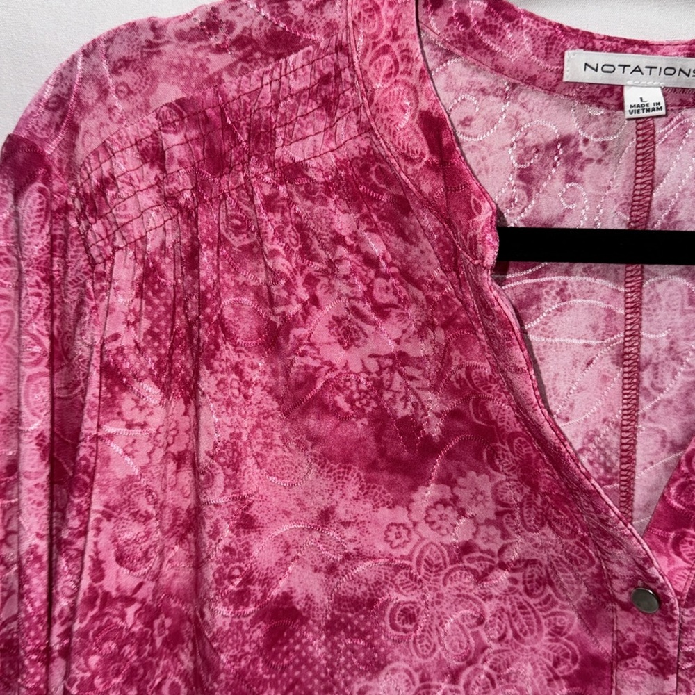 Woman’s L top by Notations. Fuchsia. 3/4 Sleeve. Never worn. - Picture 4 of 9
